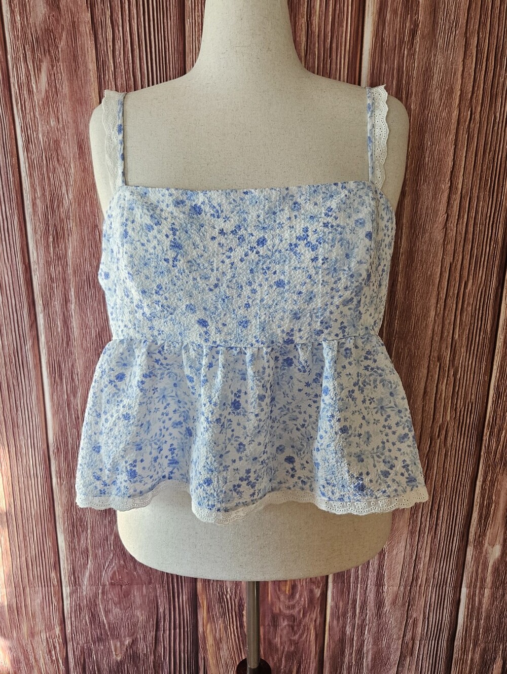 Arula Eyelet Lace Trim Tie Back Cami Top Plus Size 2X